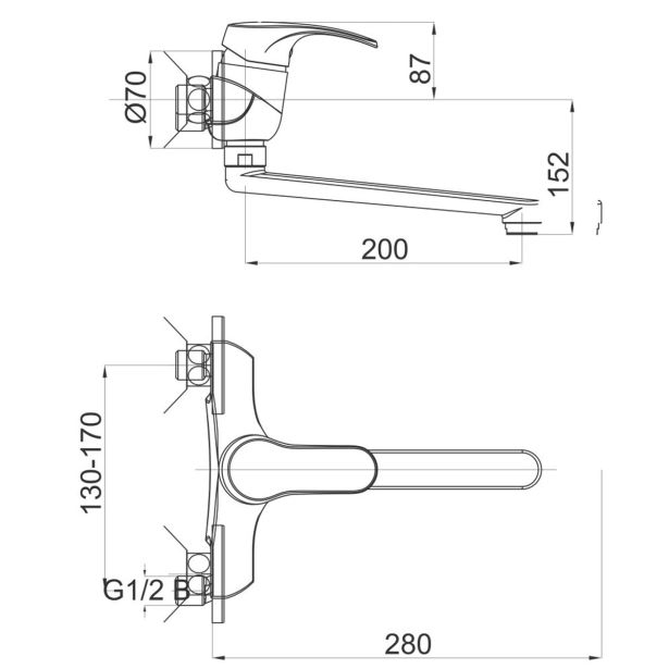 PIPA KUHINJSKA UNITAS ZIDNA DOLGI IZLIV L=120