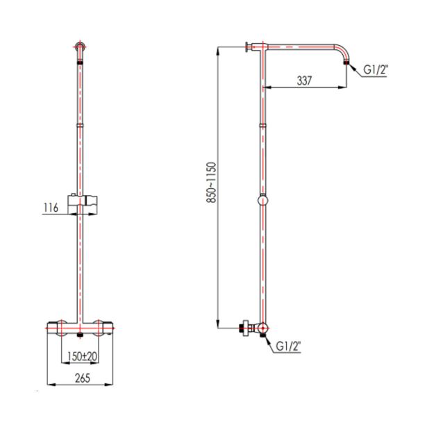 TUŠ SISTEM  BLITZ COOL 527/O S CEVJO, ROČNO IN NADGLAVNO PRHO