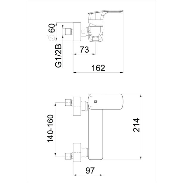 PIPA ZA TUŠ KAD UNITAS ELITE E40B ČRNA SAMO ARMATURA