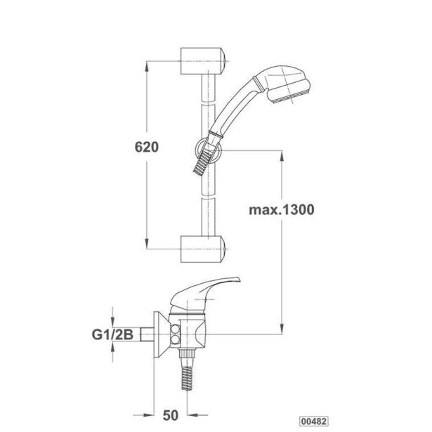 PIPA ZA TUŠ KAD UNITAS SIMPATY PRHA MASAŽNA, GIBLJ.CEV,POMIČNA KONZOLA