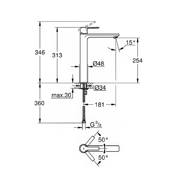 PIPA ZA UMIVALNIK GROHE LINEARE NEW XL