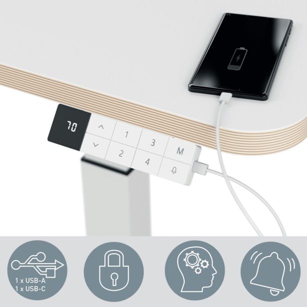 PISALNA DVIŽNA MIZA LEITZ COSY-WOW ERGO 80X60CM BELA ELEKTRIČNA