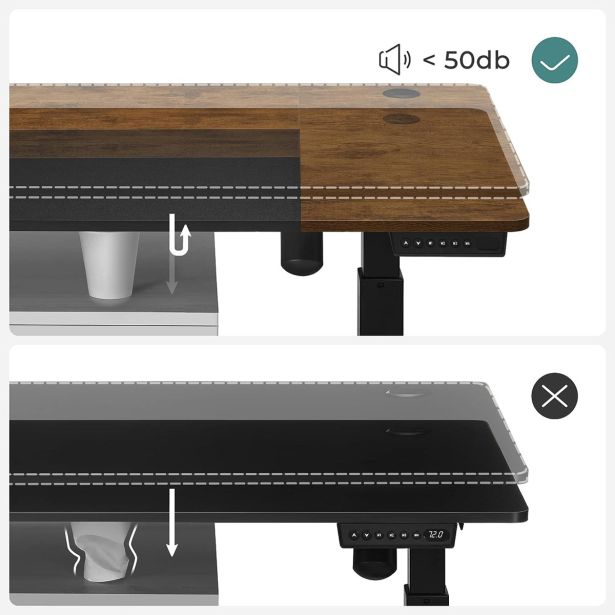 PISALNA MIZA SONGMICS SIT&STAND ELEKTRIČNA Z OKVIRJEM RUSTIK