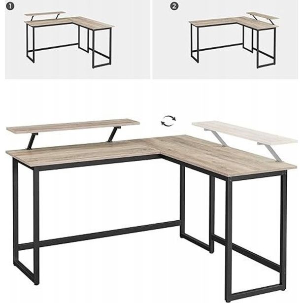 PISALNA MIZA VASAGLE Z GIBLJIVO POLICO GREIGE/ČRNA