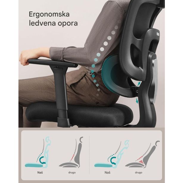 PISALNI STOL SONGMICS OBN070B01 ERGONOMSKI