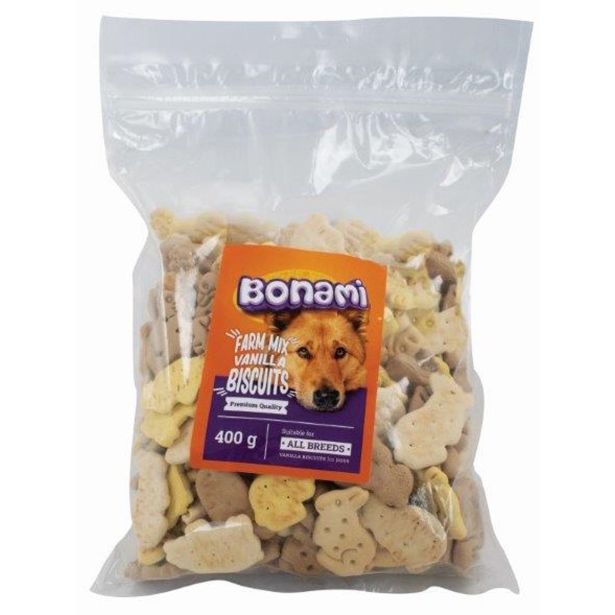 PRIBOLJŠEK ZA PSA BONAMI PIŠKOTI ZA PSE, FARM MIX 400 G