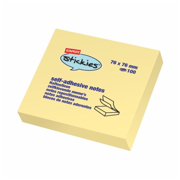 PISARNIŠKI IZDELEK STAPLES 7.6X7.6 CM LISTIČI RUMENI