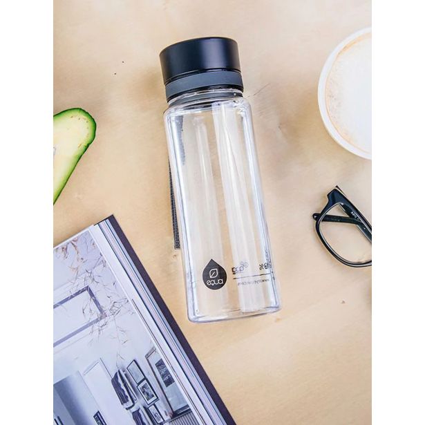 PLASTENKA ZA VODO EQUA PLAIN BLACK 600 ML, BREZ BPA