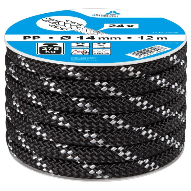 VEČNAMENSKA VRV DÖRNER + HELMER VRV POLIPROPILEN ČRNA/BELA 14 MM 12 M