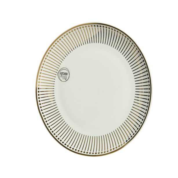 PLITVI KROŽNIK DECORIS 26.4 CM BEL Z ZLATIM DEKORJEM, PORCELAN