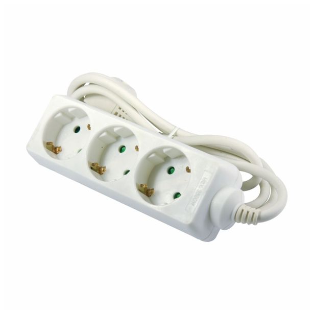 PODALJŠEK EURO M 3 ŠUKO VTIČNICE 1.5M H05VV-F 3G1.5 PVC BELI