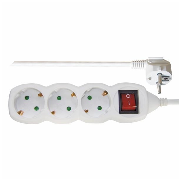 PODALJŠEK S STIKALOM EMOS 3 ŠUKO VTIČNICE 3M H05VV-F 3G1.5 PVC BELI