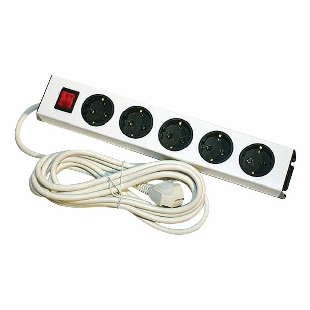 PODALJŠEK S STIKALOM EURO M 5 ŠUKO VTIČNIC 2M H05VV-F 3G1.5 PVC BELI