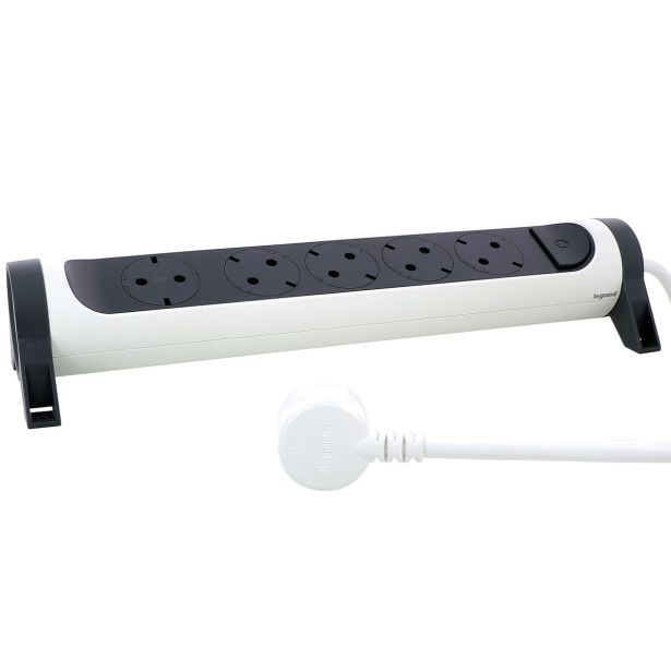 PODALJŠEK S STIKALOM LEGRAND 5 ŠUKO VTIČNICE 3M H05VV-F3X1.5, BEL/ČRN