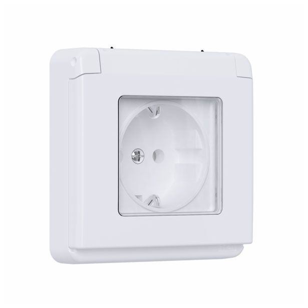 PODOMETNA VTIČNICA ELEKTROMATERIAL VARNOSTNA S POKROVČKOM BELA, VIJAČNA