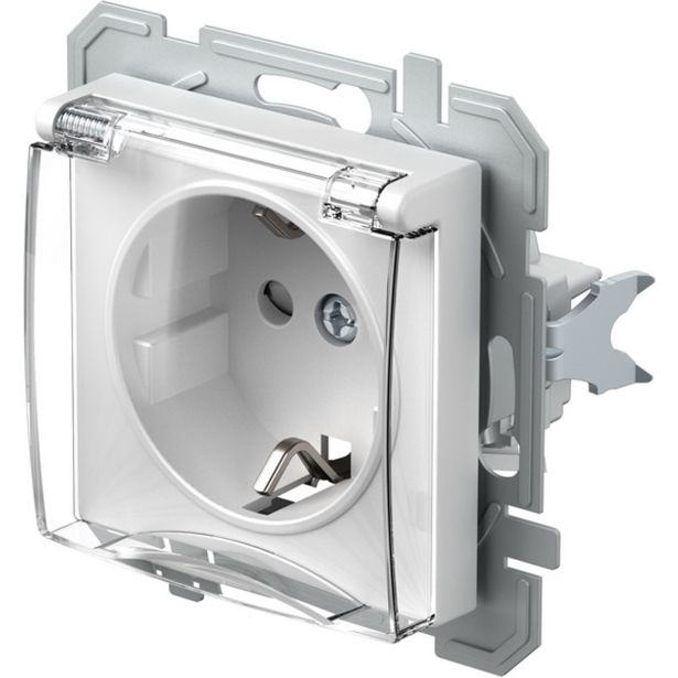 PODOMETNA VTIČNICA LOGIQ VARNOSTNA+POKROV 2P+E 16A BELA / PROZ.POKROV, XO