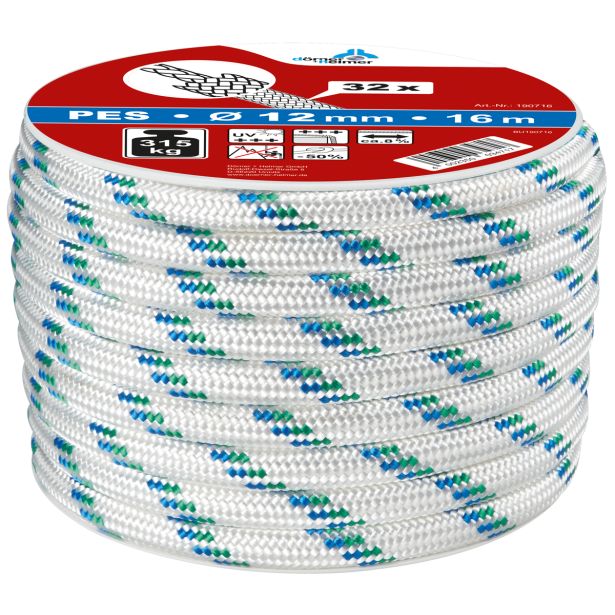VEČNAMENSKA VRV DÖRNER + HELMER POLIESTER 12MM BELA/MODRA ZAV= 16.5M
