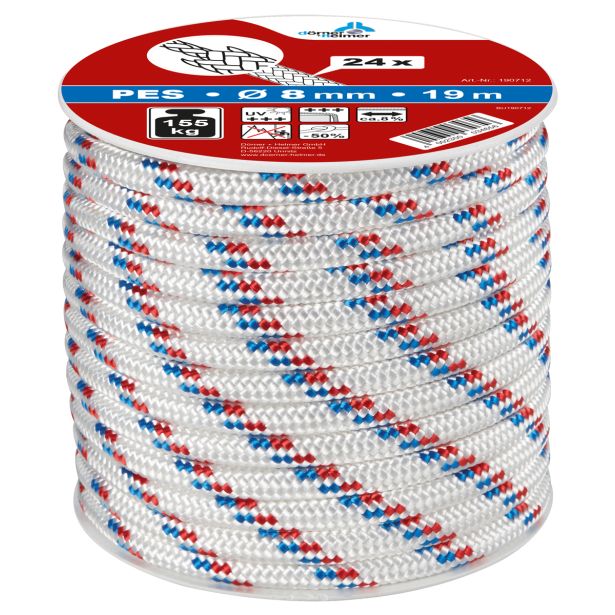 VEČNAMENSKA VRV DÖRNER + HELMER POLIESTER BELA/RDEČA/MODRA 6MM 19M