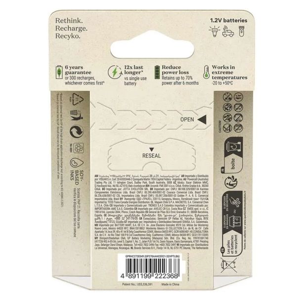 POLNILNI BATER.VLOŽEK GP RECYKO 2600 MAH HR6 (AA) 6KOS