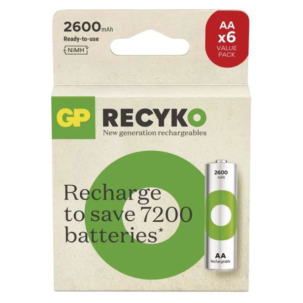 POLNILNI BATER.VLOŽEK GP RECYKO 2600 MAH HR6 (AA) 6KOS