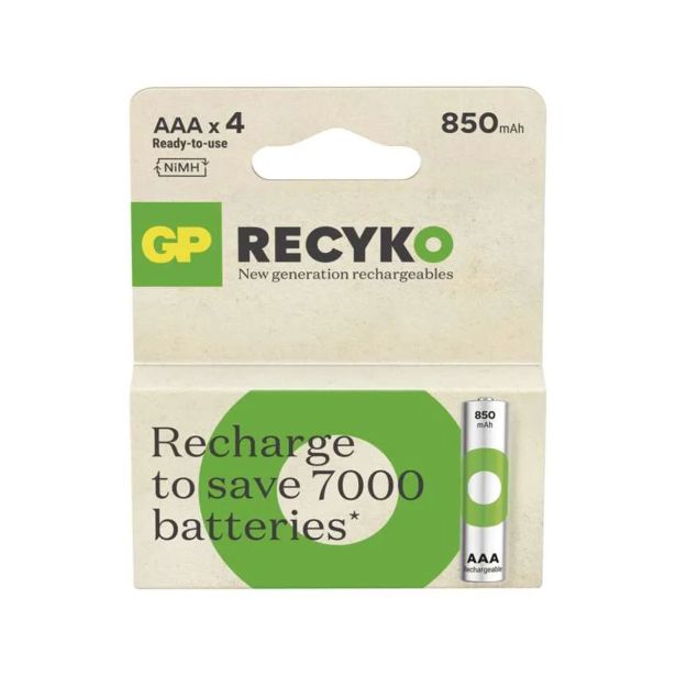 POLNILNI BATER.VLOŽEK GP RECYKO 850 MAH HR03 (AAA) 4KOS