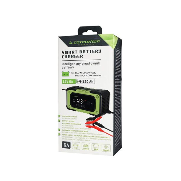 POLNILNIK AKUMULATORJEV CARMOTION DIGITALNI 12V 6A 4-120 AH