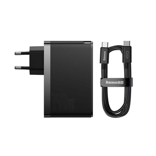 POLNILNIK ZA GSM BASEUS POLNILEC GAN5 PRO 140W BASEUS 2XUSBC+USB ČRN