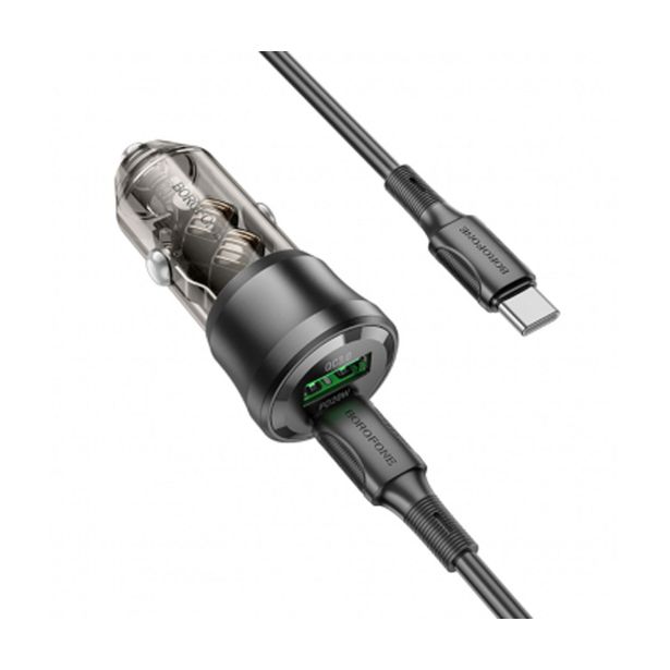 BOROFONE BZ325 AVTOPOLNILEC TYPE C (20W) USB A (18W) PD 38W QC 3.0 S KABLOM TYPE C - TYPE C 1M - ČRN