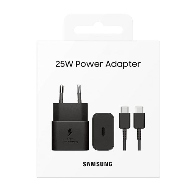 POLNILNIK ZA GSM SAMSUNG ADAPTER+KABEL USB-C/USB-C HITRI 25W BLACK