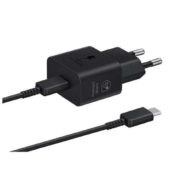 POLNILNIK ZA GSM SAMSUNG ADAPTER+KABEL USB-C/USB-C HITRI 25W BLACK