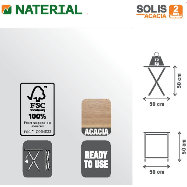 POMOČNA OMIZICA SOLIS ORIGAMI 50X50 AKACIJA