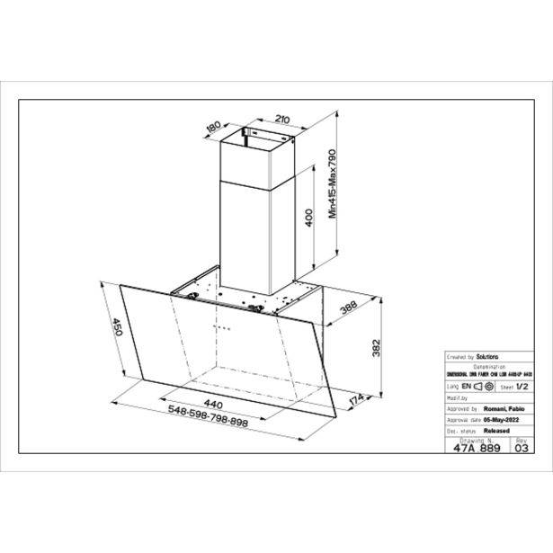 POŠEVNA STENSKA NAPA FABER TWEET EV8 LED BK A80