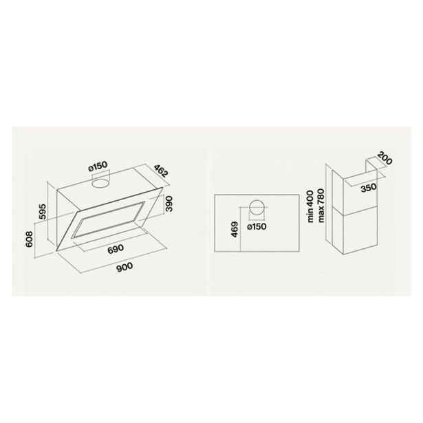 POŠEVNA STENSKA NAPA FALMEC QUASAR 90 A+++ ČRNA