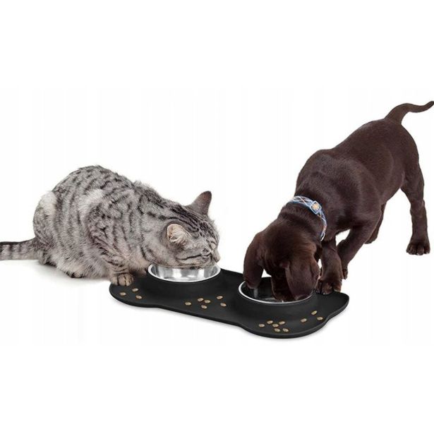 POSODA ZA PSA PET TREATMENT DVOJNA S PODLOGO, 2X400ML