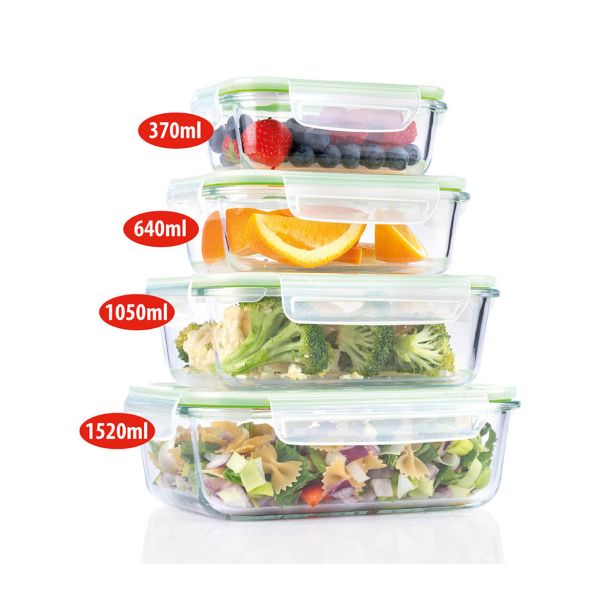 POSODA ZA SHRANJEVANJE ALPINA KOMPLET POSOD 4X STEKLO