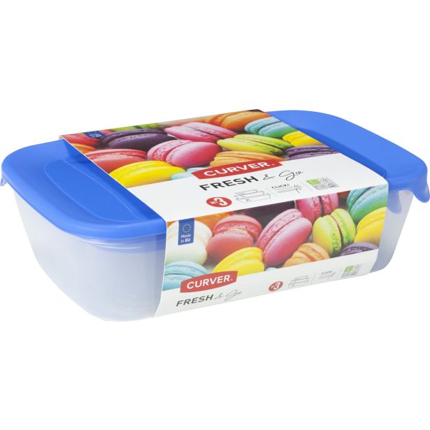POSODA ZA SHRANJEVANJE CURVER FRESH&GO 0.5L+1L+2L TRANSPARENT MODRA SET3/1