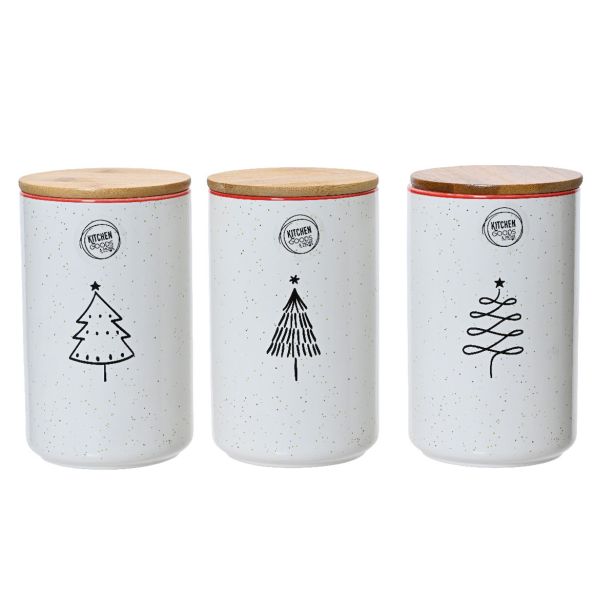 POSODA ZA SHRANJEVANJE DECORIS 9X16 CN Z BAMBO POKROVOM SMREKICA