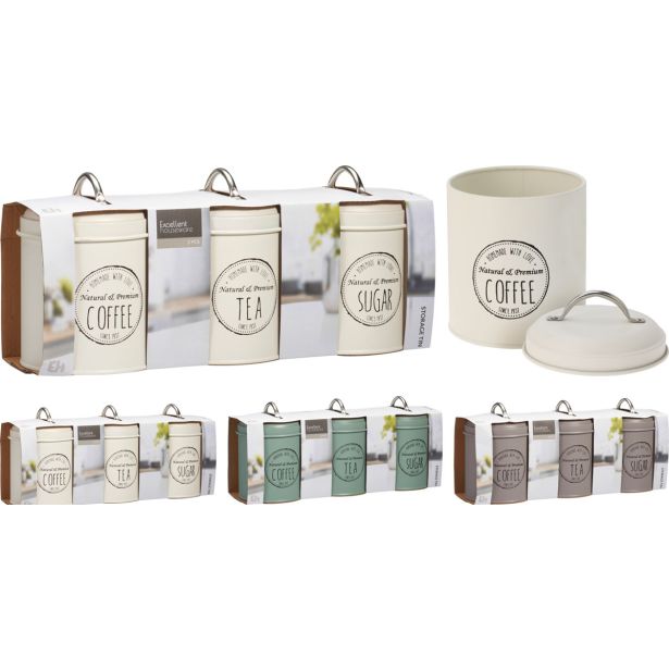 POSODA ZA SHRANJEVANJE EH 3 DELNI SET KOVINSKIH DOZ ZA SHRANJEVANJE Z NAPISI