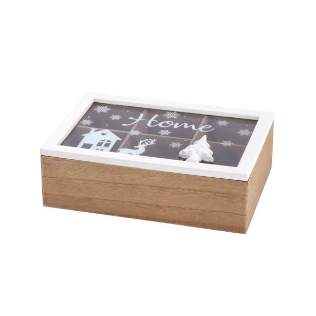 POSODA ZA SHRANJEVANJE STAR 24X17X8CM ŠKATLA ZA ČAJNE VREČKE, 6 PREDALČKOV