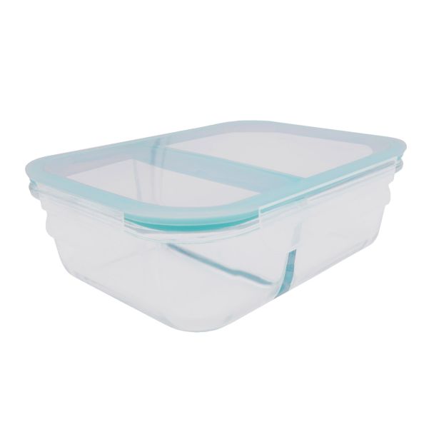 POSODA ZA SHRANJEVANJE STEUBER 930 ML STEKLENA PRAVOKOTNA RAZDELJENA