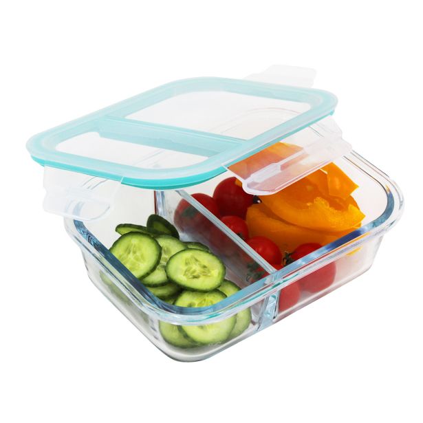 POSODA ZA SHRANJEVANJE STEUBER 930 ML STEKLENA PRAVOKOTNA RAZDELJENA