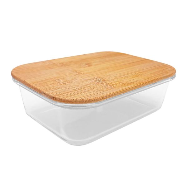 POSODA ZA SHRANJEVANJE STEUBER STEKLENA - POKROV BAMBUS 370 ML
