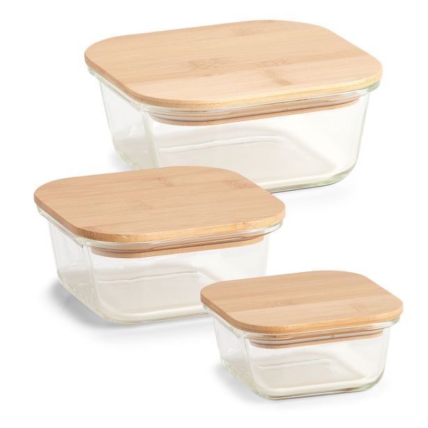 POSODA ZA SHRANJEVANJE ZELLER PRESENT 680 ML STEKLENA Z BAMBUS POKROVOM