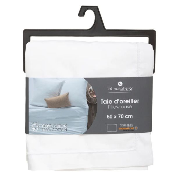 POSTELJNINA ATMOSPHERE PREVLEKA ZA VZGLAVNIK, 70X50 CM, BELA