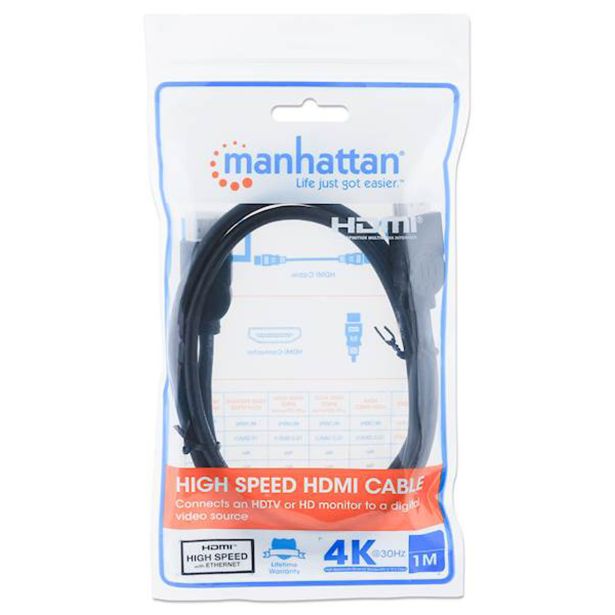 POVEZOVALNI KABEL MANHATTAN 4K@30HZ HDMI ETH 1M