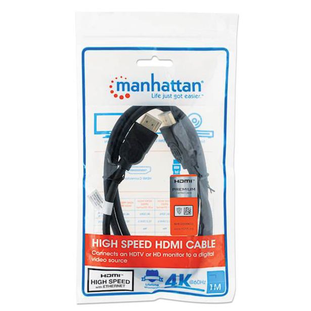 POVEZOVALNI KABEL MANHATTAN 4K@60HZ HDMI ETH 1M