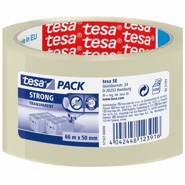 PP LEPILNI TRAK TESA UNIVERZALNI EMBALAŽNI PROZOREN 66 M X 50 MM