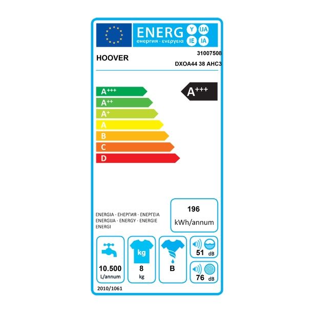 PRALNI STROJ HOOVER DXOA 44 38AHC3