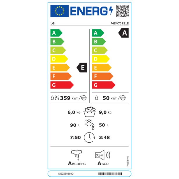 PRALNO-SUŠILNI STROJ LG F4DV709S1E