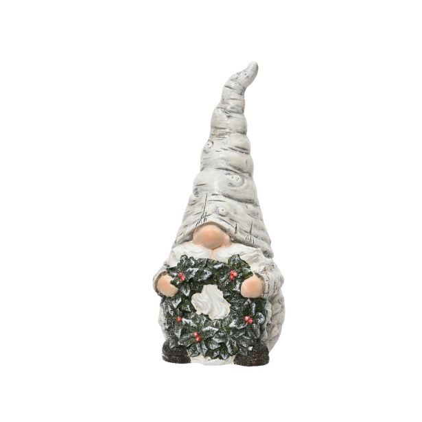 PRAZNIČNA FIGURA DECORIS ŠKRAT Z VENČKOM, 24.50 CM BEL
